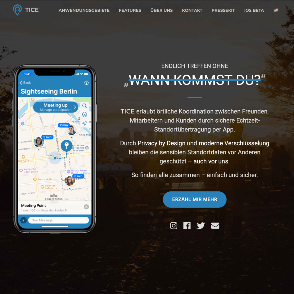 Website for the TICE app
